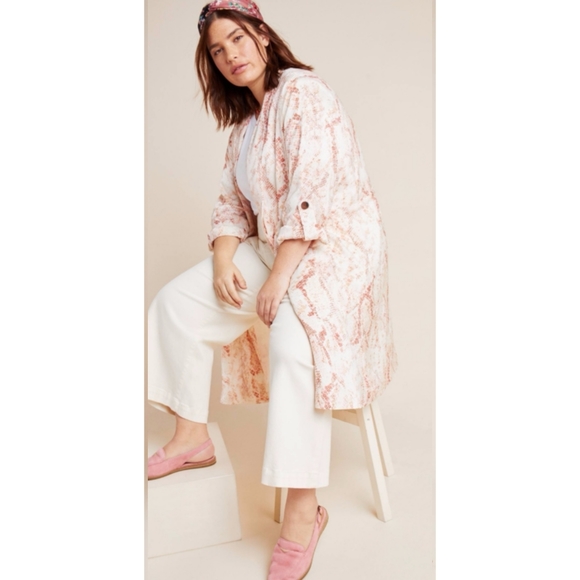 Anthropologie Heather Snake Print Trench Coat M - Picture 14 of 15